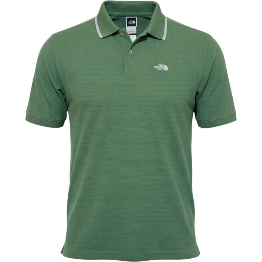 The North Face Polo Shirt Mens Medium Green Polyester Hiking Active Minimalist